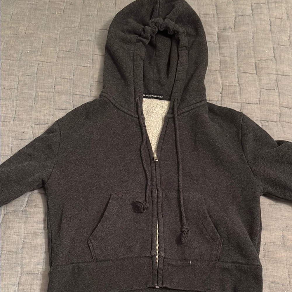 Brandy Melville Dark Gray Zip-Up Hoodie